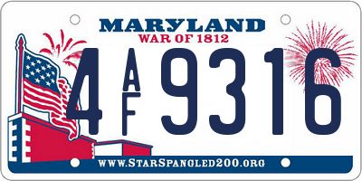 MD license plate 4AF9316