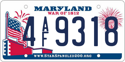 MD license plate 4AF9318