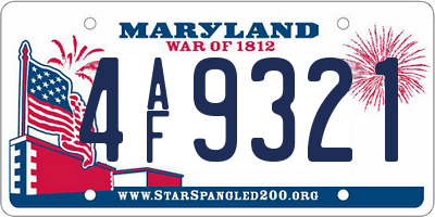 MD license plate 4AF9321
