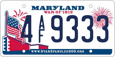 MD license plate 4AF9333