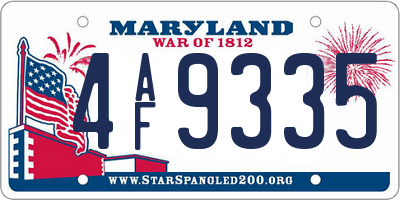 MD license plate 4AF9335