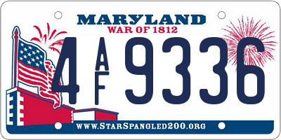 MD license plate 4AF9336