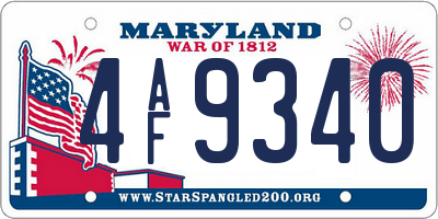 MD license plate 4AF9340