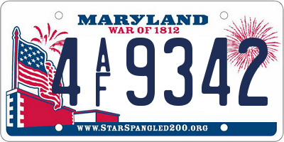MD license plate 4AF9342