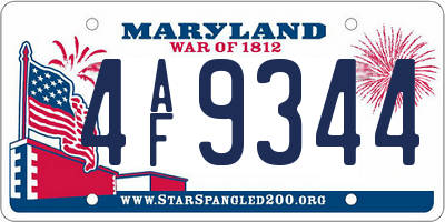 MD license plate 4AF9344