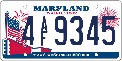 MD license plate 4AF9345