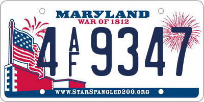 MD license plate 4AF9347