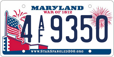MD license plate 4AF9350