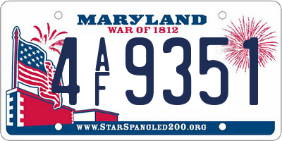 MD license plate 4AF9351