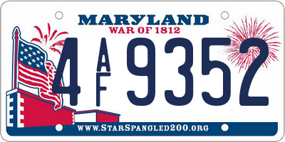 MD license plate 4AF9352