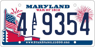 MD license plate 4AF9354