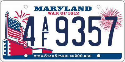 MD license plate 4AF9357