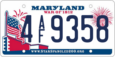 MD license plate 4AF9358
