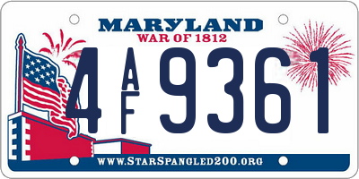 MD license plate 4AF9361