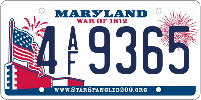 MD license plate 4AF9365