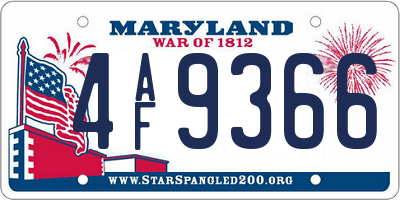 MD license plate 4AF9366