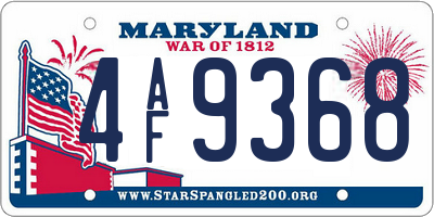 MD license plate 4AF9368