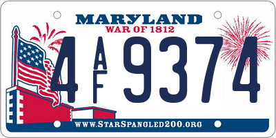 MD license plate 4AF9374