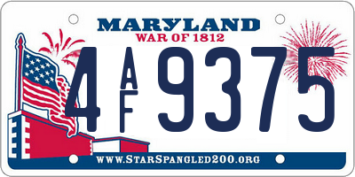 MD license plate 4AF9375