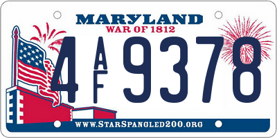 MD license plate 4AF9378