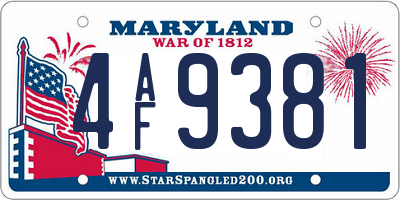 MD license plate 4AF9381