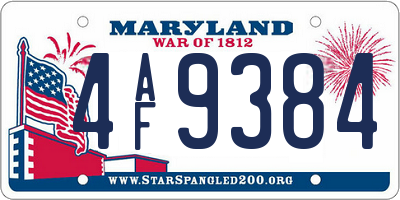 MD license plate 4AF9384