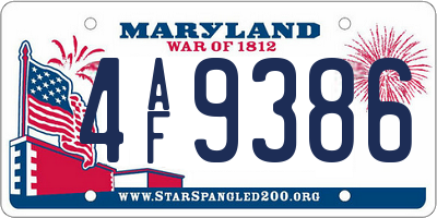 MD license plate 4AF9386