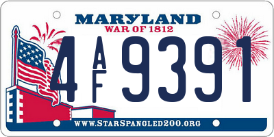 MD license plate 4AF9391