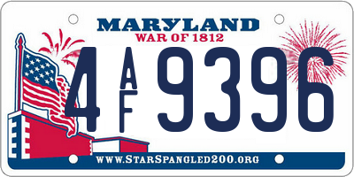 MD license plate 4AF9396