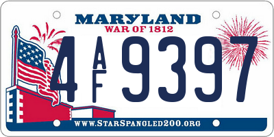 MD license plate 4AF9397