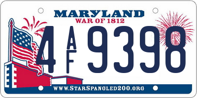 MD license plate 4AF9398
