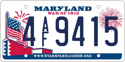 MD license plate 4AF9415