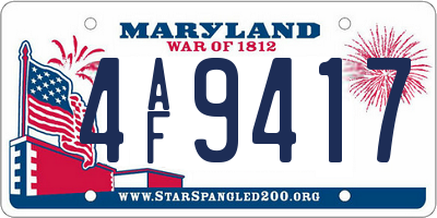 MD license plate 4AF9417
