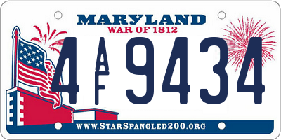 MD license plate 4AF9434