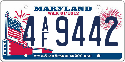 MD license plate 4AF9442