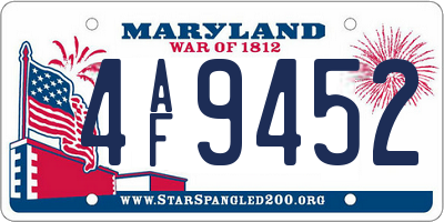 MD license plate 4AF9452
