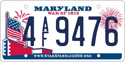 MD license plate 4AF9476