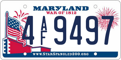 MD license plate 4AF9497