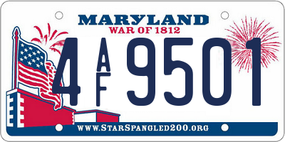 MD license plate 4AF9501
