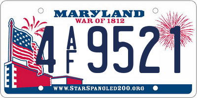 MD license plate 4AF9521