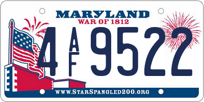 MD license plate 4AF9522