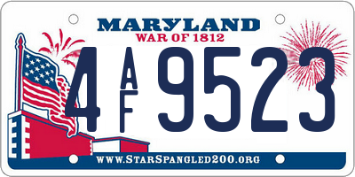 MD license plate 4AF9523