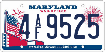 MD license plate 4AF9525