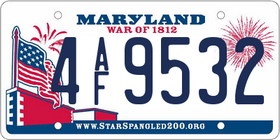 MD license plate 4AF9532