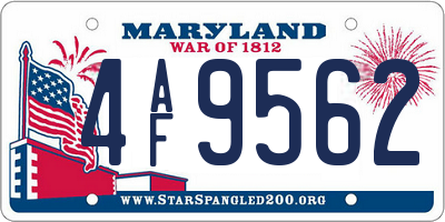 MD license plate 4AF9562