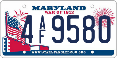 MD license plate 4AF9580