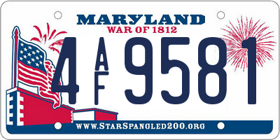 MD license plate 4AF9581