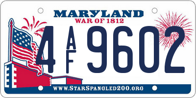 MD license plate 4AF9602