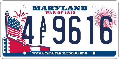 MD license plate 4AF9616