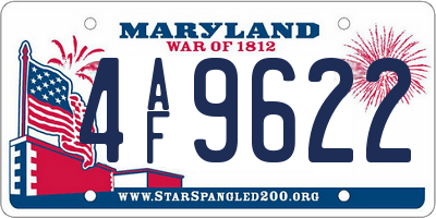 MD license plate 4AF9622